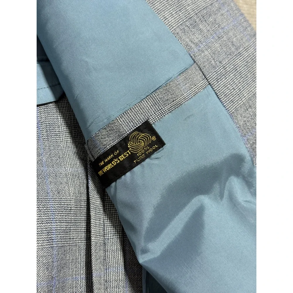 Vintage Anderson Little Suit Mens Medium Gray Wool Plaid 2 Piece Made USA 70s‎